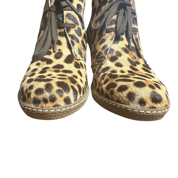 J.Crew Macalister Leopard Calf Hair Wedge Booties - Size 7 - Picture 3 of 10